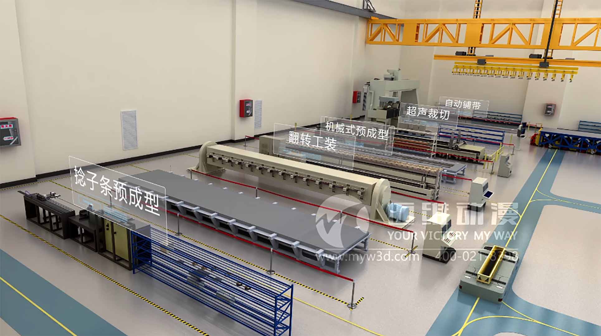 復(fù)合材料長桁自動化生產(chǎn)線三維動畫